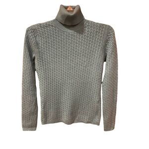 Talbots Cashmere Aqua Turquoise Ribbed Turtleneck Sweater Sz S Preppy Classic